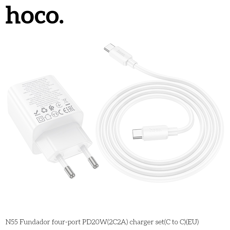 Bộ sạc N55 Fundador bốn cổng PD20W(2C2A) (C đến C)(EU)